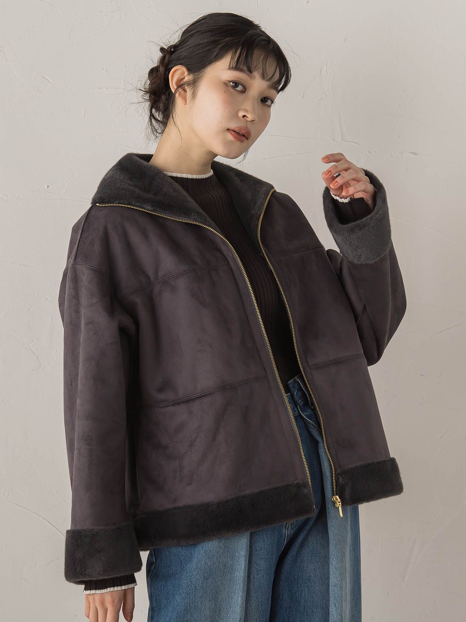 【WEB限定】フェイクムートンファーコート