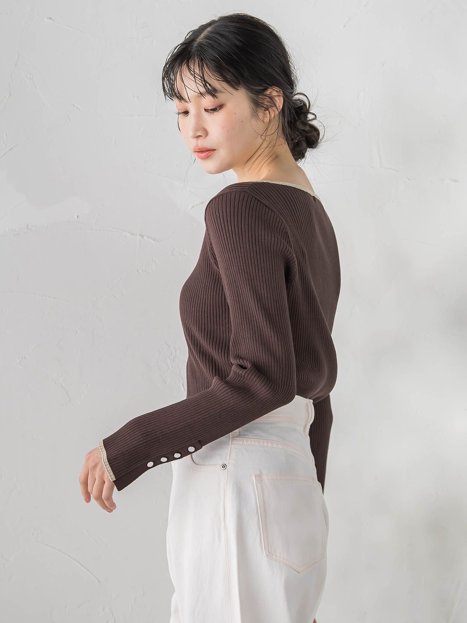 配色RIBニット≪手洗い可能≫