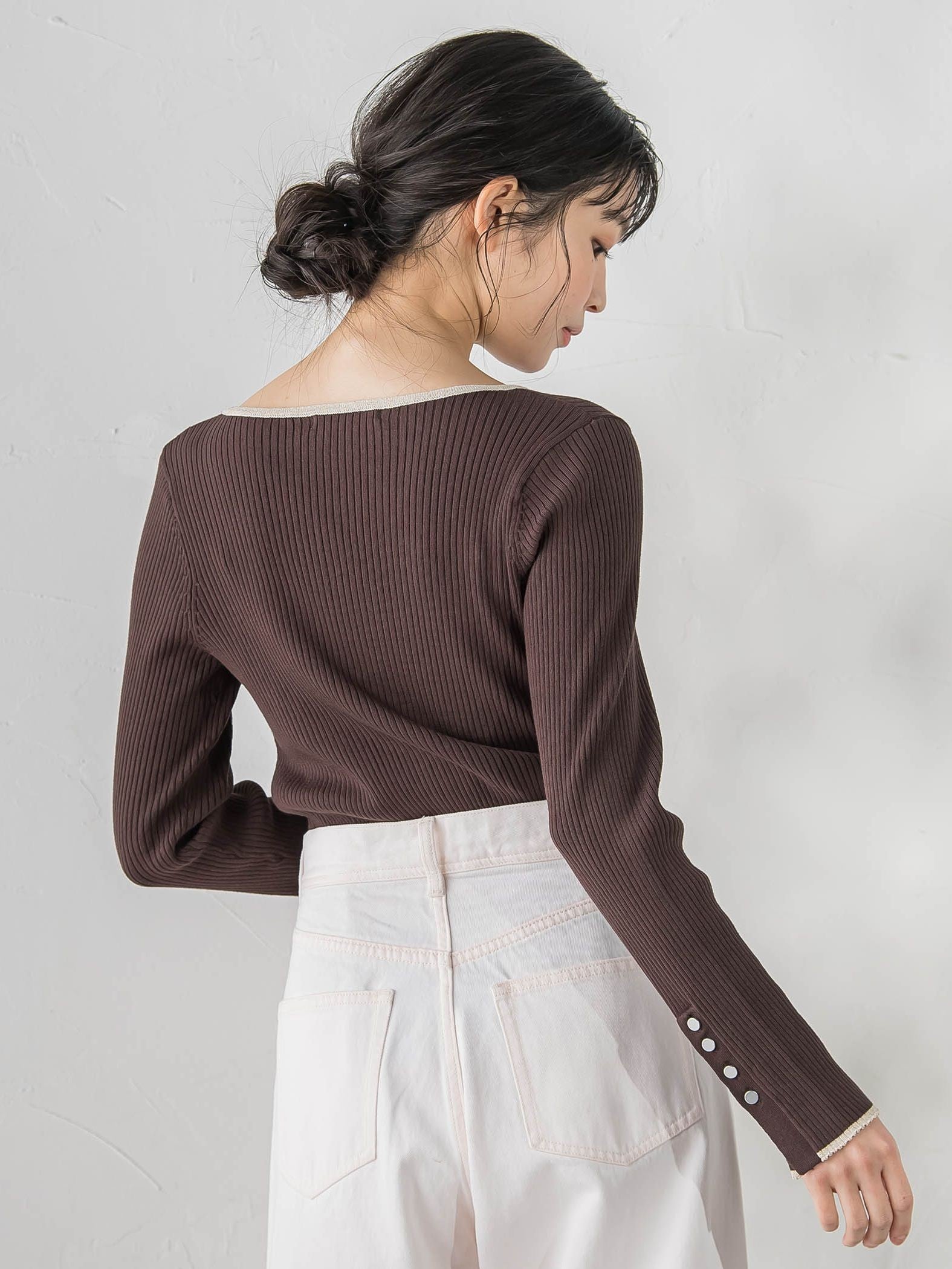 配色RIBニット≪手洗い可能≫