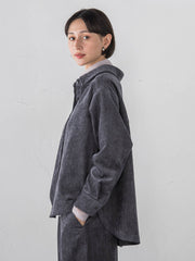 【大きいサイズ】グロッシーデニムシャツ