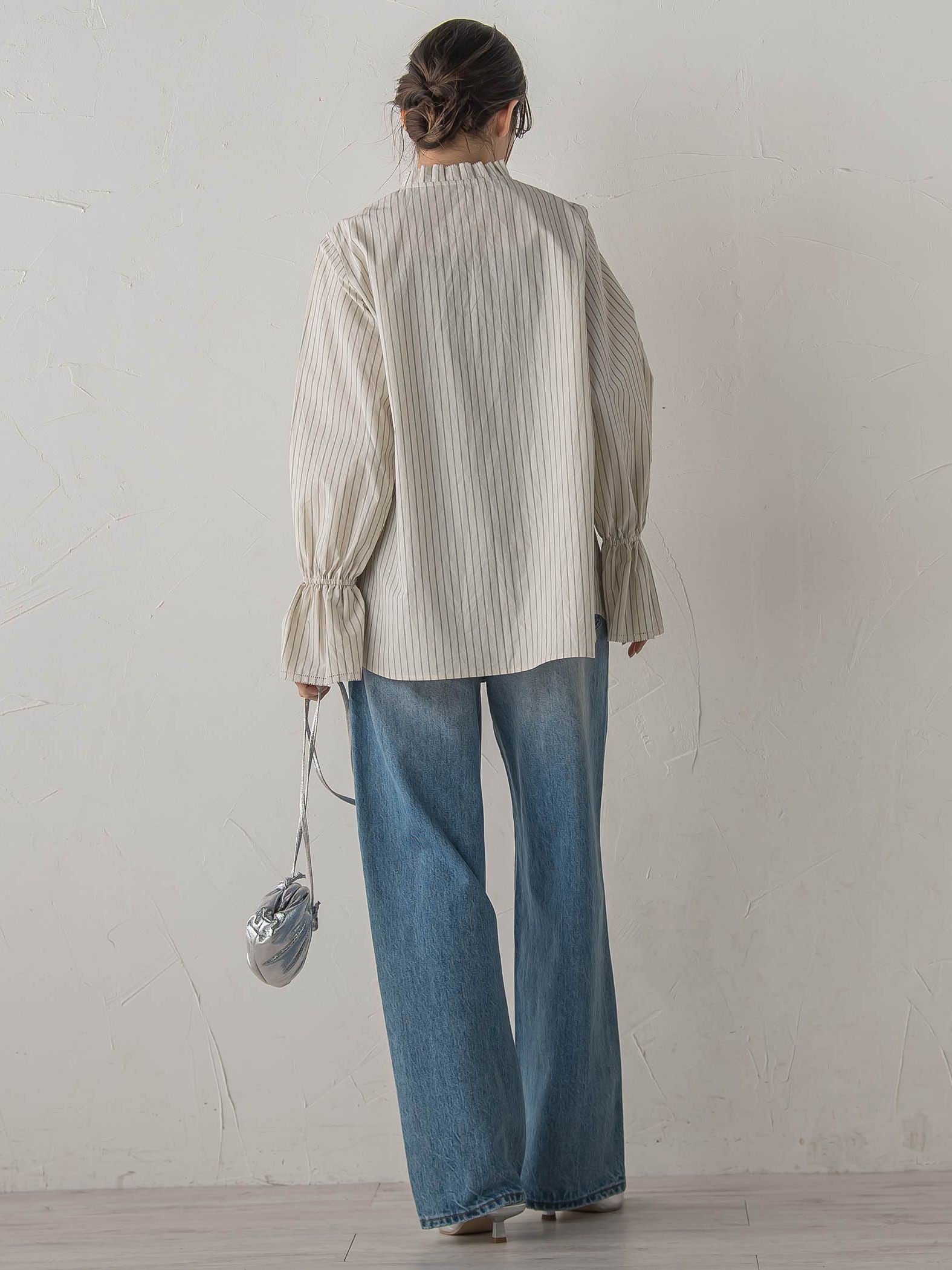 襟フリルブラウス≪洗濯機で洗える≫