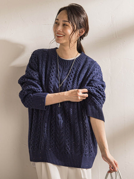 【WEB限定】ケーブル柄編みニット≪洗える≫