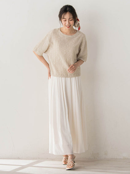 Recycle Slub BluseクロップドTシャツ