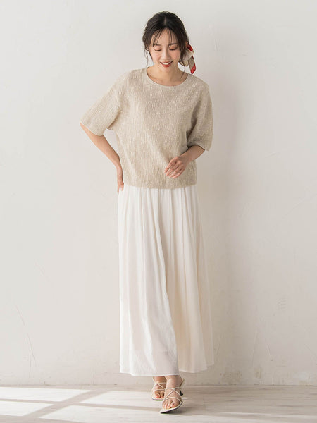 Recycle Slub BluseクロップドTシャツ