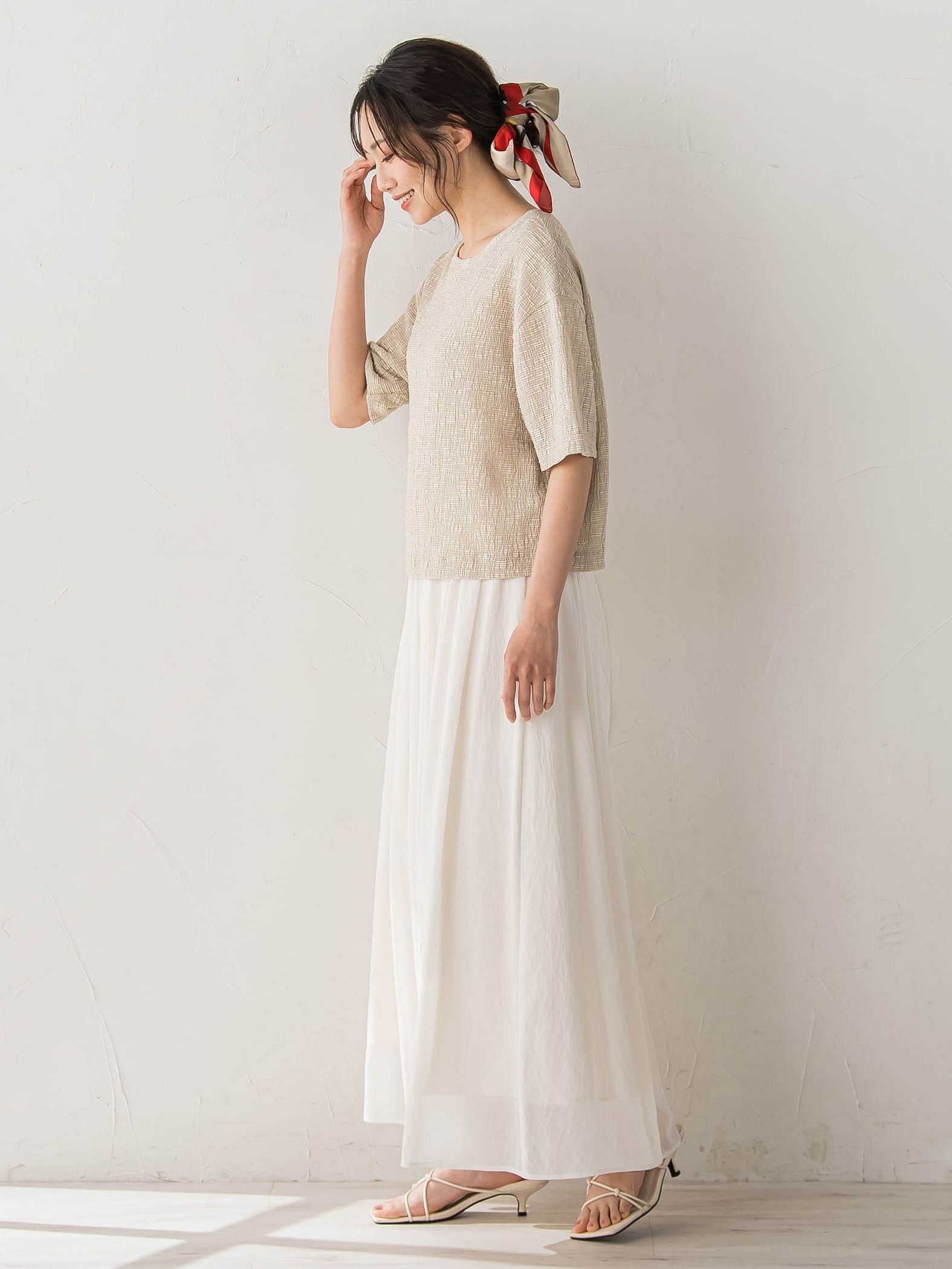 Recycle Slub BluseクロップドTシャツ