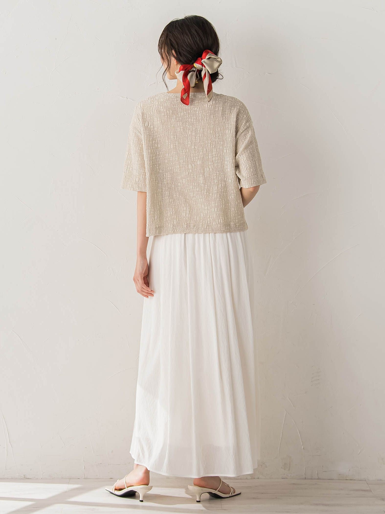 Recycle Slub BluseクロップドTシャツ