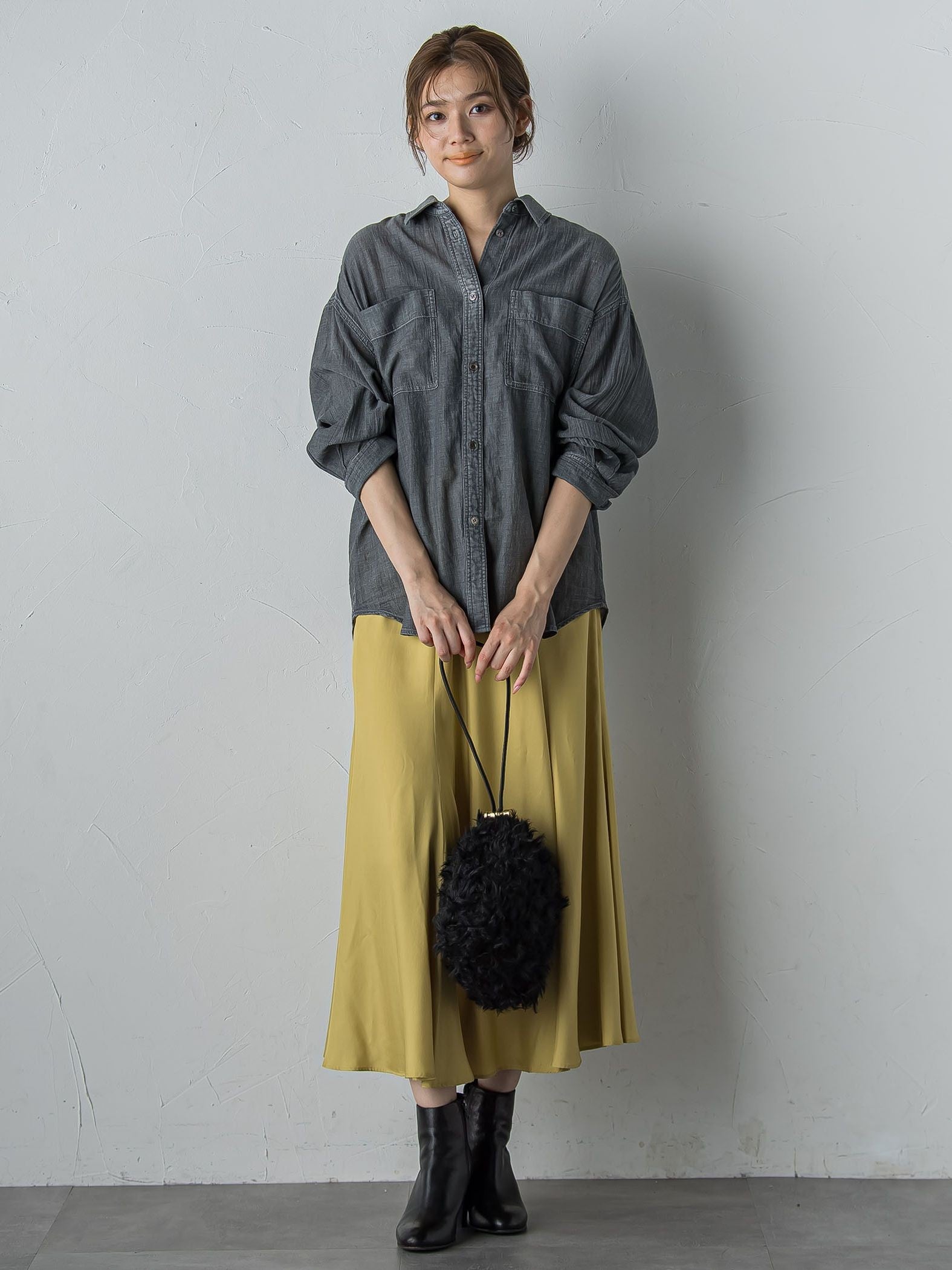 シアーデニムシャツ≪洗濯機で洗える≫