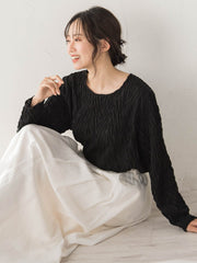 【WEB限定】フリルジャガードクルーネックプルオーバー