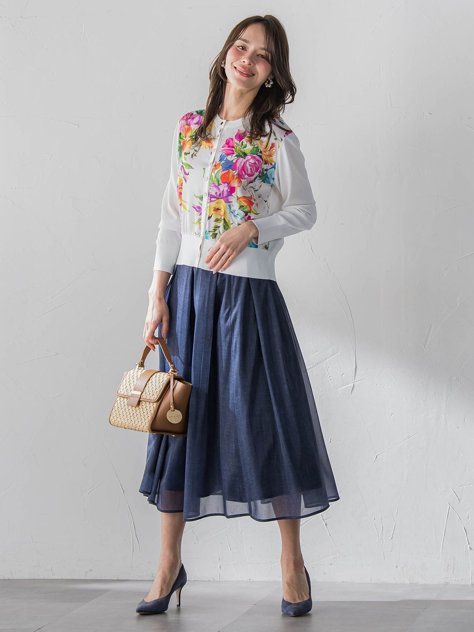 オーガンジーデニムスカート