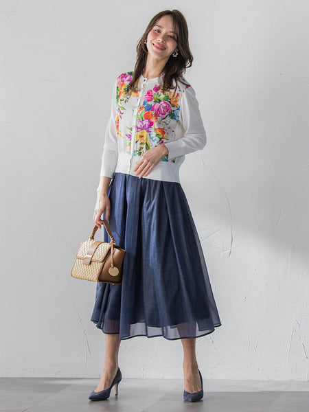 オーガンジーデニムスカート