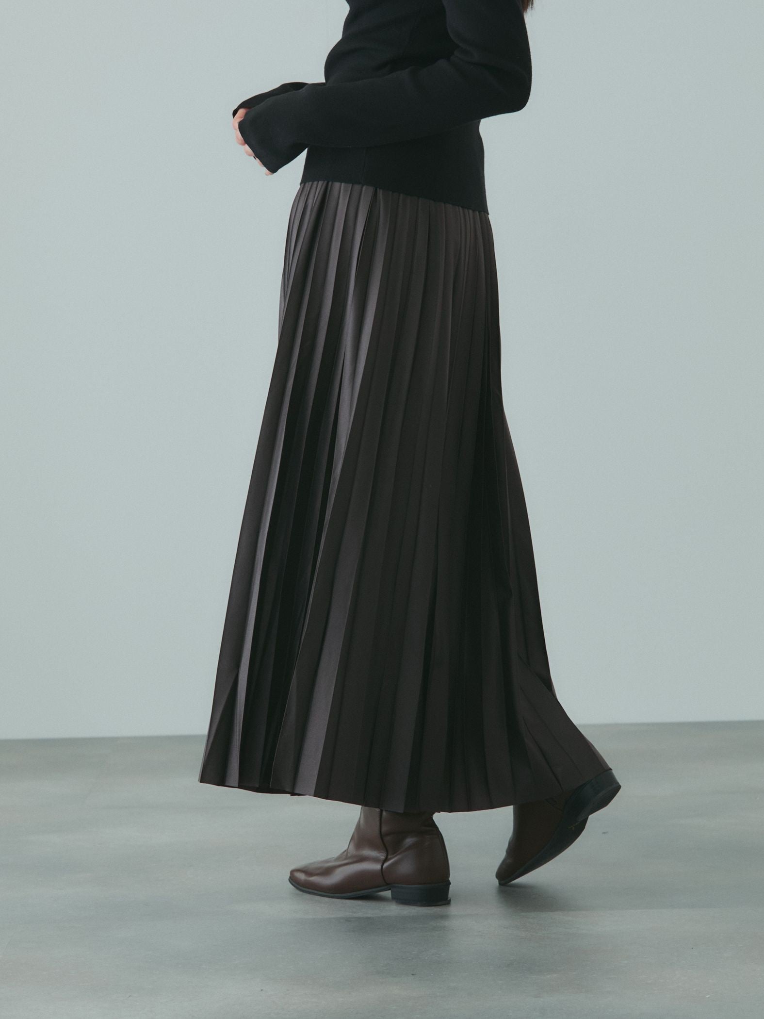 レザーライクジョーゼットプリーツスカート≪手洗い可能≫