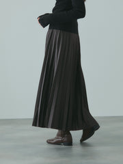 レザーライクジョーゼットプリーツスカート≪手洗い可能≫