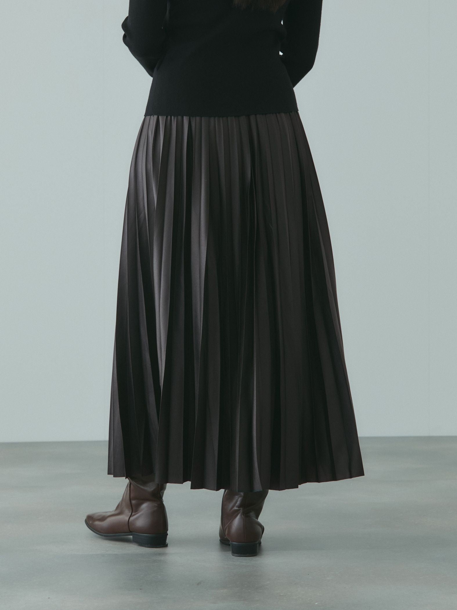 レザーライクジョーゼットプリーツスカート≪手洗い可能≫