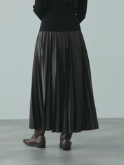 レザーライクジョーゼットプリーツスカート≪手洗い可能≫