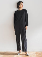 【大きいサイズ】ハイストレッチカルゼストレートパンツ