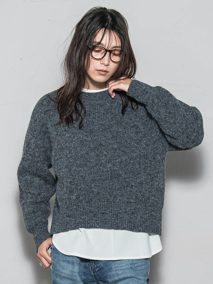 フラッフィークルーネックニット≪手洗い可能≫
