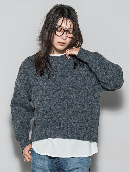 フラッフィークルーネックニット≪手洗い可能≫