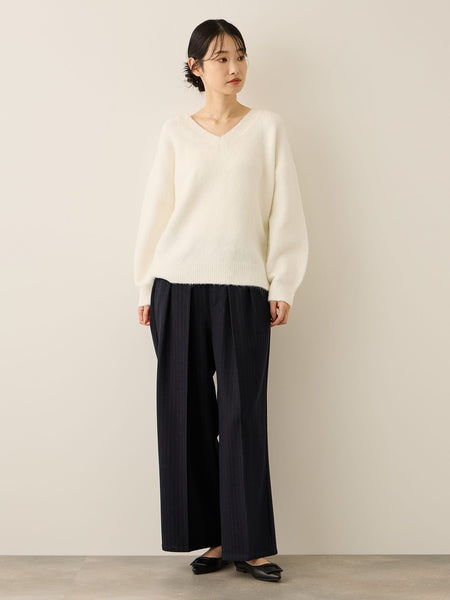 ウールライクストレッチ2タックパンツ≪手洗い可能≫