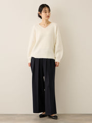 ウールライクストレッチ2タックパンツ≪手洗い可能≫