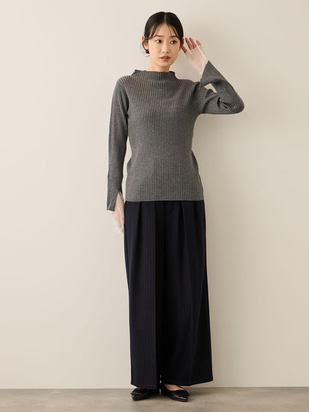 ウールライクストレッチ2タックパンツ≪手洗い可能≫