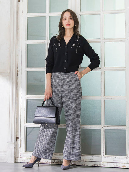 ツイードラメワイドパンツ