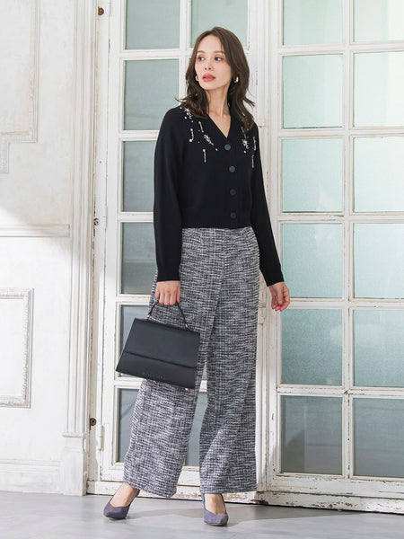 ツイードラメワイドパンツ