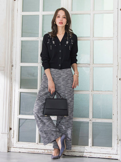 ツイードラメワイドパンツ