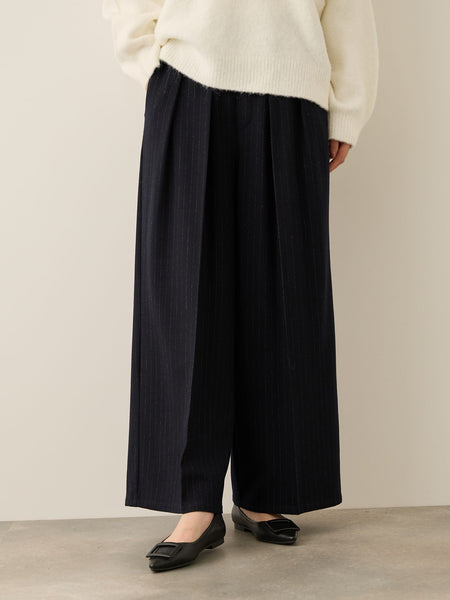 ウールライクストレッチ2タックパンツ≪手洗い可能≫