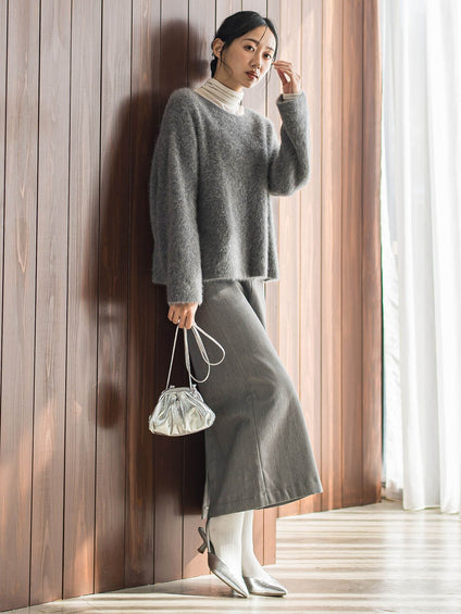 カシミヤシルクシアーラメカットソー≪手洗い可能≫