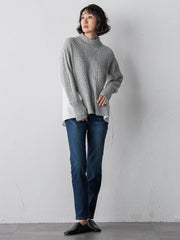 【大きいサイズ】ハミルトンケーブル切り替えニット