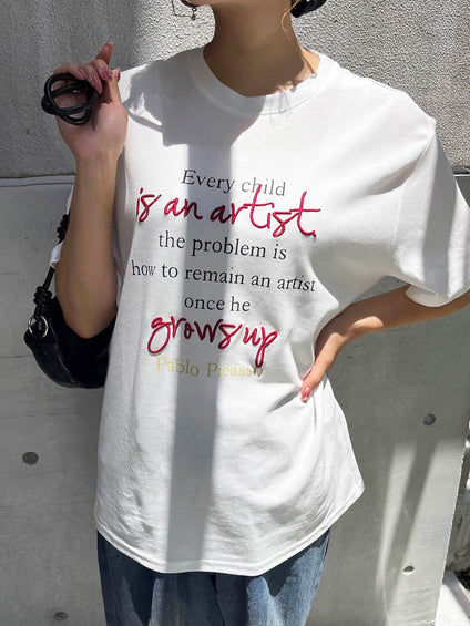 【ENIM BY VICKY】カラーロゴ刺繍Tシャツ《洗濯機で洗える》