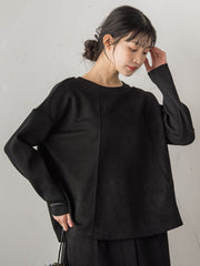 スエード×リブ変形切替えプルオーバー≪手洗い可能≫
