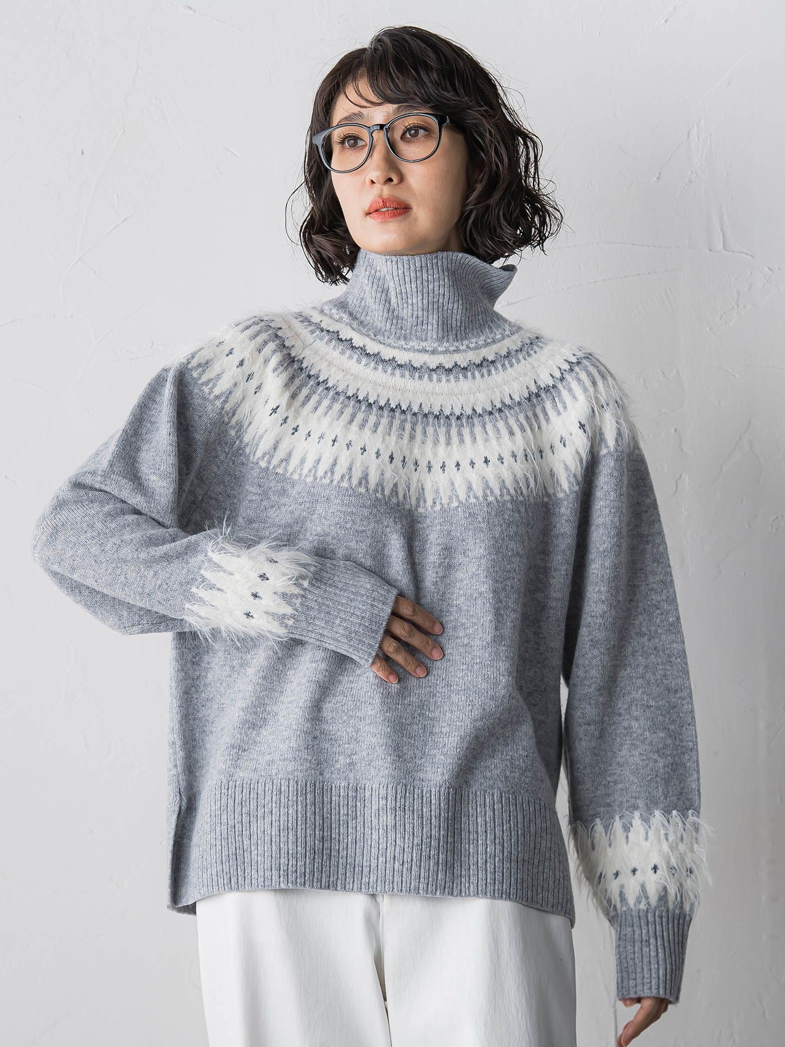 【大きいサイズ】フェアアイル柄ニット