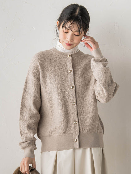 フクレジャガードニットカーディガン≪手洗い可能≫