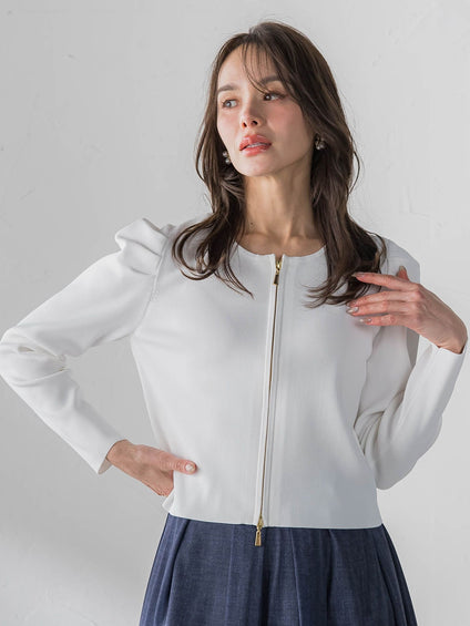 パフスリーブダブルジップブルゾン