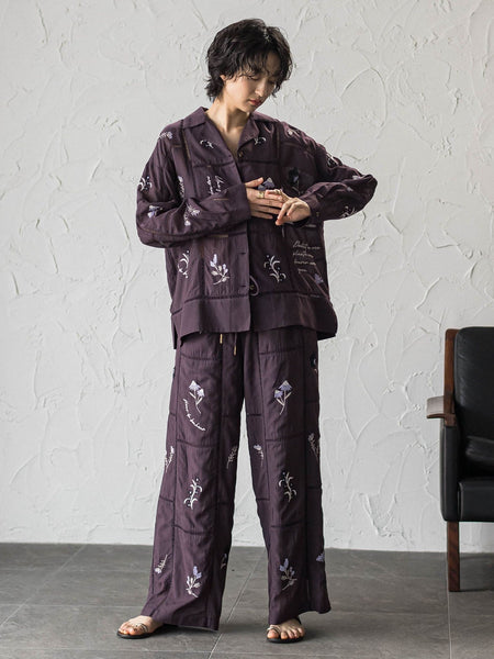 【40周年限定】パッチワーク刺繍オープンカラーシャツ