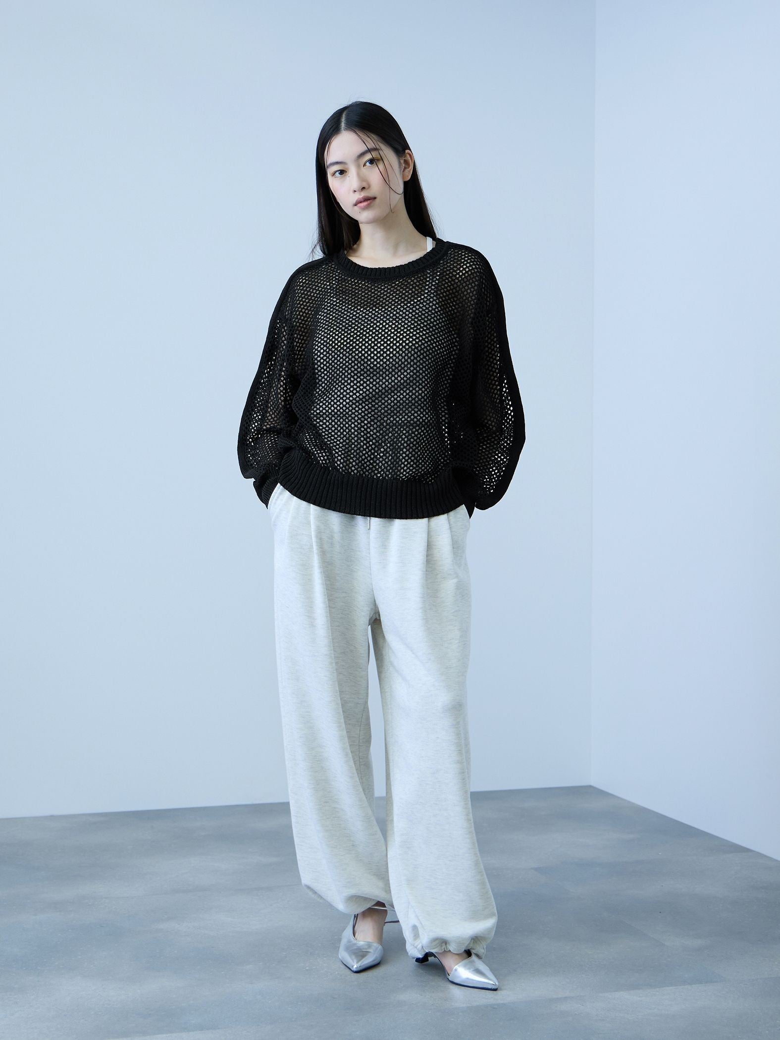 クルーネックワイドプルオーバー