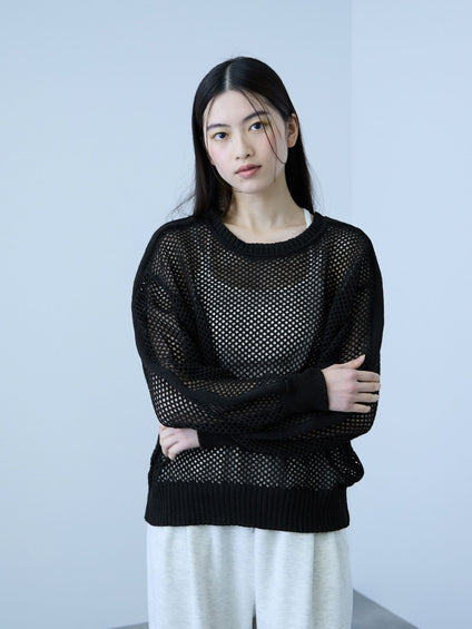 クルーネックワイドプルオーバー