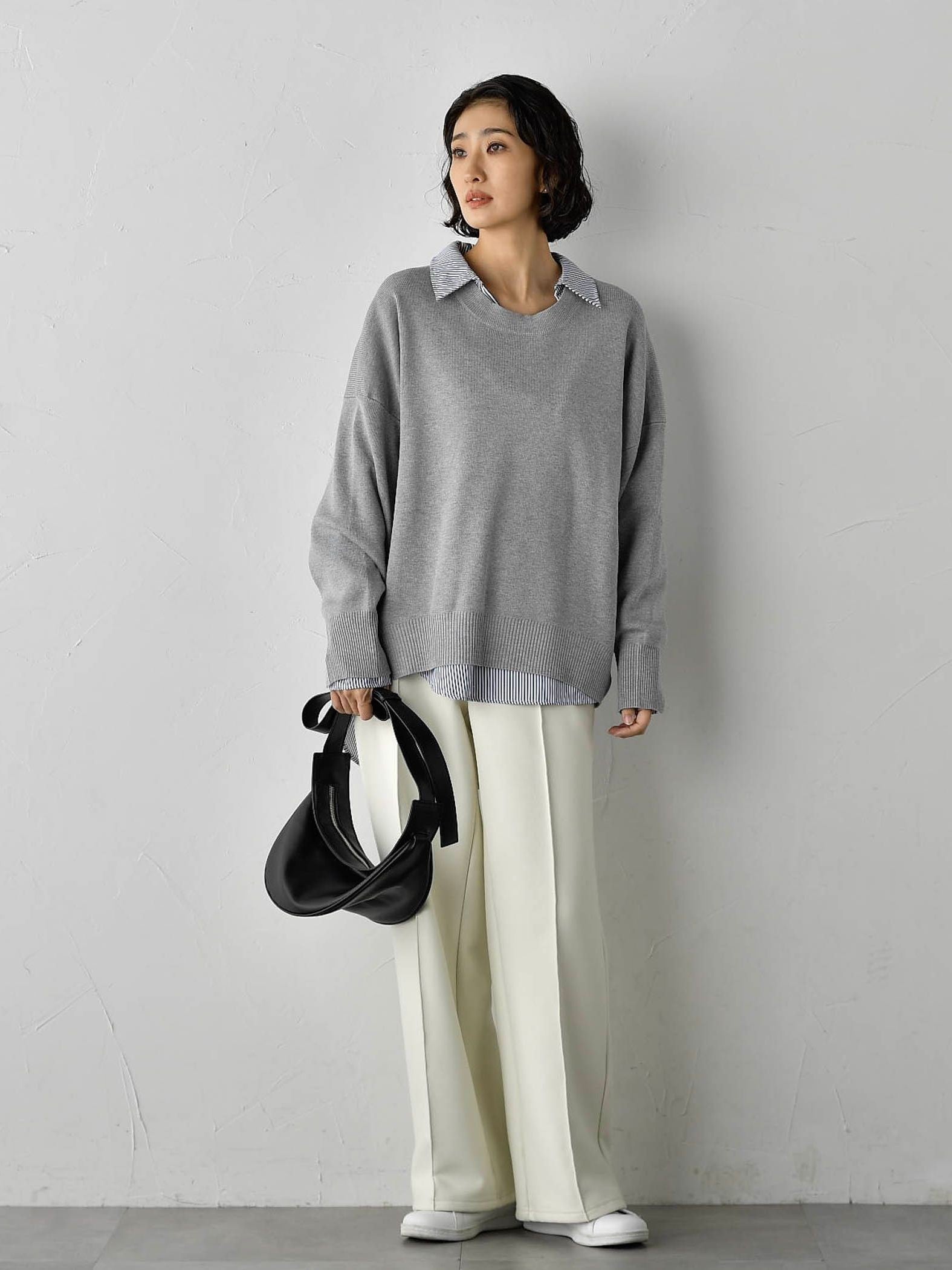 【WEB限定】”3コーデが叶う2点セット”ニット×シャツ≪手洗い可能≫