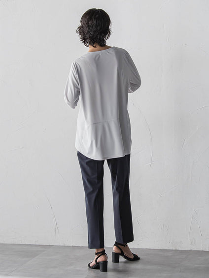 【大きいサイズ】“ブラウスのように着られる”さらさらストレッチトップス