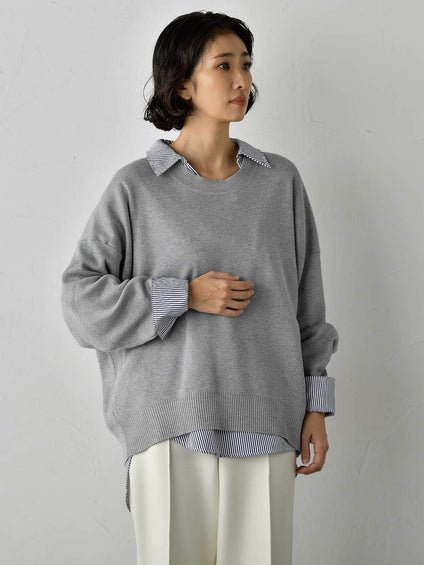 【WEB限定】”3コーデが叶う2点セット”ニット×シャツ≪手洗い可能≫