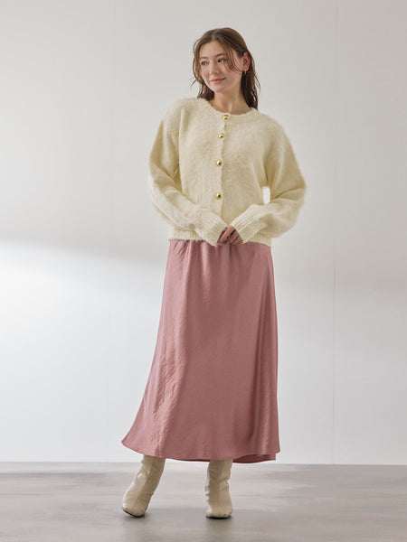 ソフトシャギー起毛メタルボタンカーディガン