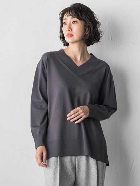 【大きいサイズ】Vネックニット≪手洗い可能≫