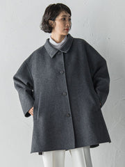 スタンドカラーウールリバーコート