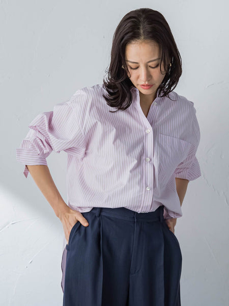 コットンポプリン2WAYストライプシャツ