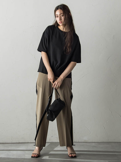 裾リブ前後異素材プルオーバー≪手洗い可能≫