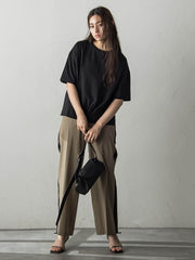 裾リブ前後異素材プルオーバー≪手洗い可能≫