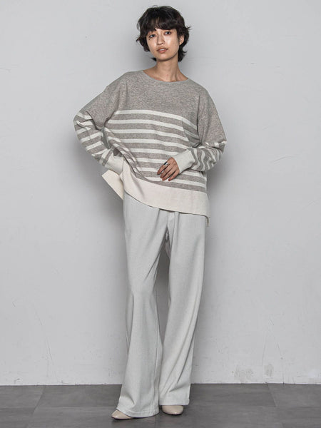 【ふわもち】ボーダーニット≪洗濯機で洗える≫