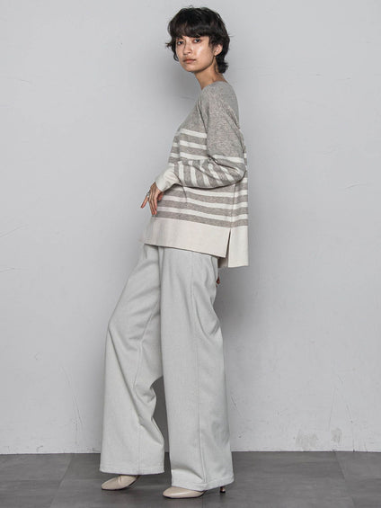 【ふわもち】ボーダーニット≪洗濯機で洗える≫