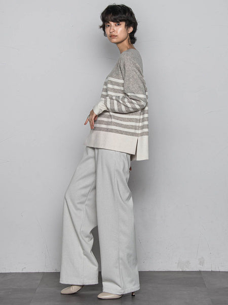 【ふわもち】ボーダーニット≪洗濯機で洗える≫